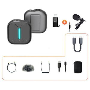 Outdoor Professional Noise - cancelling Wireless Lavalier Microphone, Type - C, Type - C+Apple Adapter, Type - C+External Microphone, Type - C+Apple Adapter+External Microphone - laboratorydeal