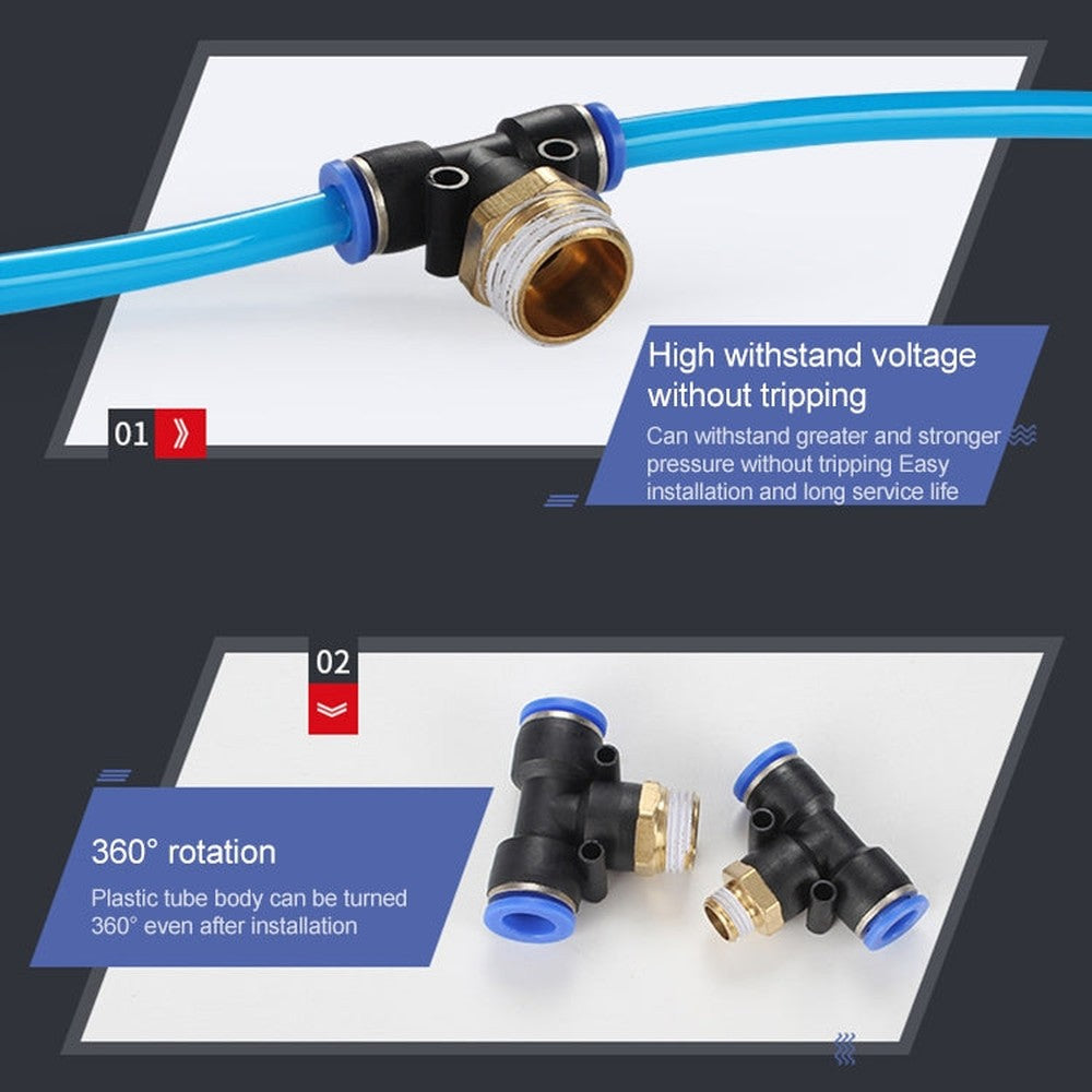 PB6-03 LAIZE 2pcs Plastic T-type Tee Male Thread Pneumatic Quick Connector, PB4-01 (10pcs), PB4-02 (10pcs), PB4-M5 (10pcs), PB6-01 (10pcs), PB6-02 (10pcs), PB6-03 (2pcs), PB6-04 (2pcs), PB6-M5 (10pcs), PB8-01 (2pcs), PB8-02 (2pcs), PB8-03 (2pcs)�������...