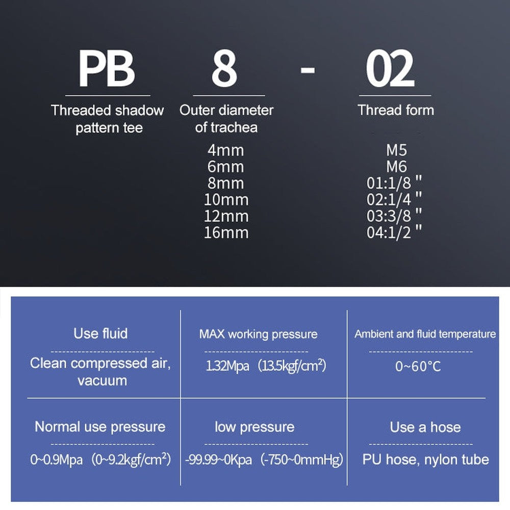 PB6-03 LAIZE 2pcs Plastic T-type Tee Male Thread Pneumatic Quick Connector, PB4-01 (10pcs), PB4-02 (10pcs), PB4-M5 (10pcs), PB6-01 (10pcs), PB6-02 (10pcs), PB6-03 (2pcs), PB6-04 (2pcs), PB6-M5 (10pcs), PB8-01 (2pcs), PB8-02 (2pcs), PB8-03 (2pcs)�������...