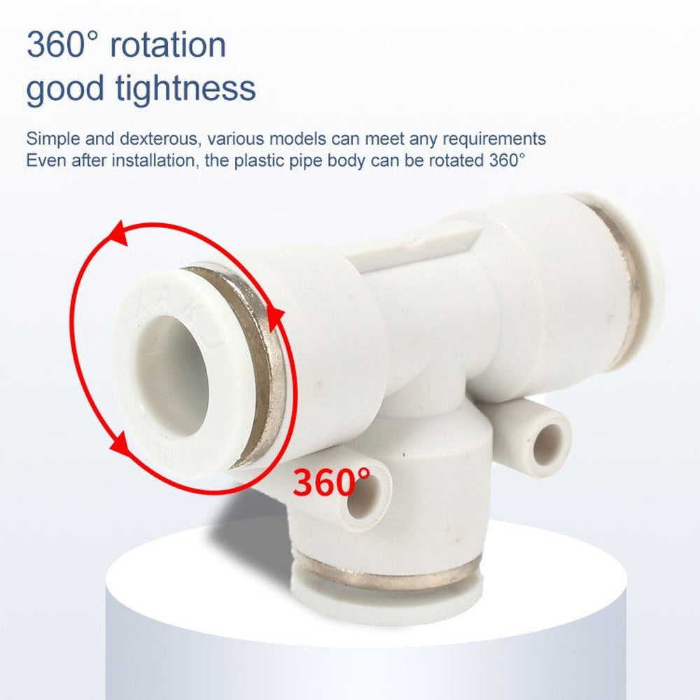 PE-10 LAIZE 2pcs PE T-type Tee Pneumatic Quick Fitting Connector, PE-4 (10pcs), PE-6 (10pcs), PE-8 (10pcs), PE-10 (2pcs), PE-12 (2pcs), PE-16 (1pc)