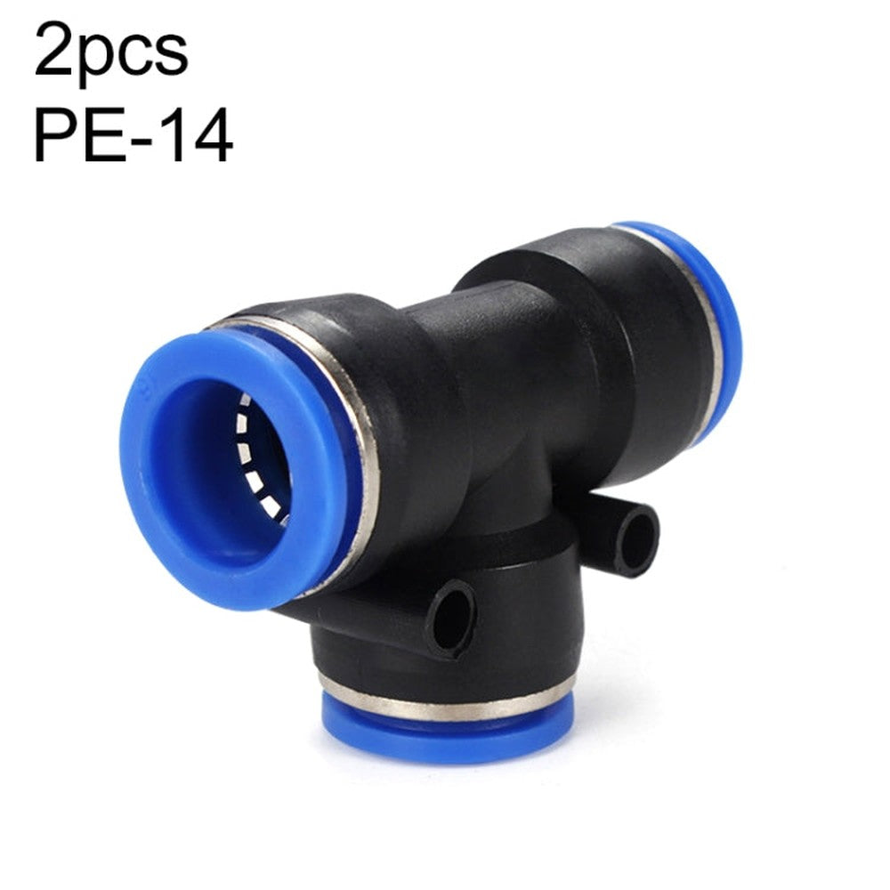 PE-14 LAIZE 2pcs PBT Plastic Tee Joint Pneumatic Quick Fitting Connector, PE-4 (10pcs), PE-6 (10pcs), PE-8 (10pcs), PE-10 (10pcs), PE-12 (10pcs), PE-14 (2pcs), PE-16 (2pcs)
