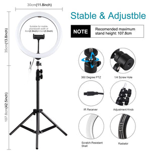 PULUZ 11.8 inch 30cm RGB Light 1.1m Tripod Mount Dimmable LED Ring Vlogging Selfie Photography Video Lights Live Broadcast Kits with Cold Shoe Tripod Ball Head & Phone Clamp, 12 inch RGB+Tripod(EU), 12 inch RGB+Tripod(UK), 11.8 inch RGB+Tripod(AU)�����... laboratorydeal