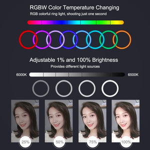 PULUZ 11.8 inch 30cm RGB Light 1.1m Tripod Mount Dimmable LED Ring Vlogging Selfie Photography Video Lights Live Broadcast Kits with Cold Shoe Tripod Ball Head & Phone Clamp, 12 inch RGB+Tripod(EU), 12 inch RGB+Tripod(UK), 11.8 inch RGB+Tripod(AU)�����... laboratorydeal