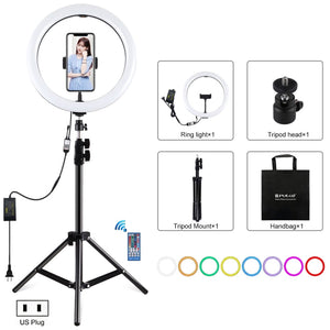 PULUZ 11.8 inch 30cm RGB Light 1.1m Tripod Mount Dimmable LED Ring Vlogging Selfie Photography Video Lights Live Broadcast Kits with Cold Shoe Tripod Ball Head & Phone Clamp, 12 inch RGB+Tripod(EU), 12 inch RGB+Tripod(UK), 11.8 inch RGB+Tripod(AU)�����... laboratorydeal