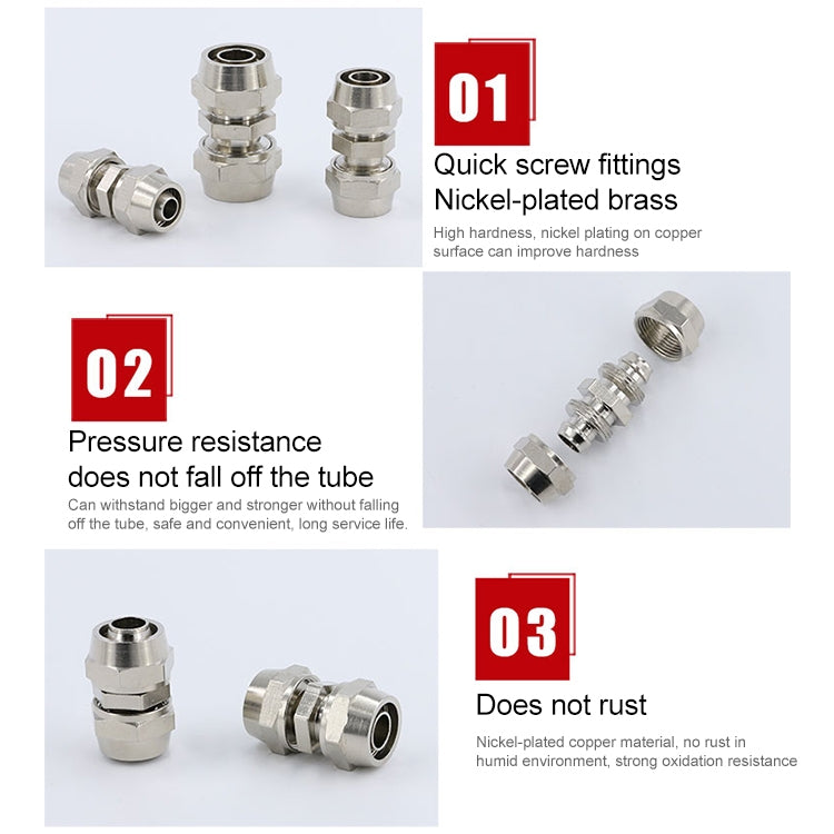 PM-4 LAIZE 2pcsNickel Plated Copper Straight Pneumatic Quick Connector, PM-4 (2pcs), PM-6 (2pcs), PM-8 (2pcs), PM-10 (2pcs), PM-12, PM-14, PM-16 laboratorydeal