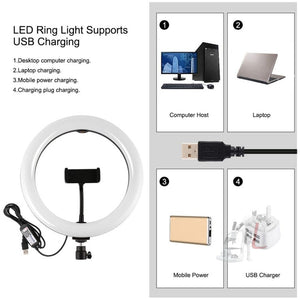 PULUZ 1.1m Tripod Mount + 10.2 inch 26cm Curved Surface RGBW LED Ring Vlogging Video Light Live Broadcast Kits with Remote Control & Phone Clamp - laboratorydeal