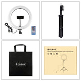 PULUZ 1.1m Tripod Mount + 10.2 inch 26cm RGBW LED Ring Vlogging Video Light  Live Broadcast Kits with Remote Control & Cold Shoe Tripod Ball Head & Phone Clamp, 1.1m Tripod+RGBW with Remote