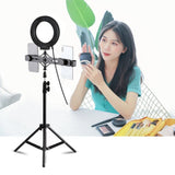 PULUZ 1.1m Tripod Mount + Live Broadcast Dual Phone Bracket + 6.2 inch 16cm LED Ring Vlogging Video Light Kits, 3 in 1 Live Broadcast Kits