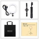 PULUZ 1.1m Tripod Mount + Live Broadcast Dual Phone Bracket + 6.2 inch 16cm LED Ring Vlogging Video Light Kits, 3 in 1 Live Broadcast Kits