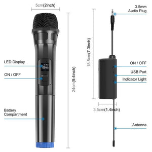 PULUZ 1 To 2 UHF Wireless Dynamic Microphones with LED Display, 3.5mm Transmitter, 1 To 2 UHF Wireless Microphones - laboratorydeal