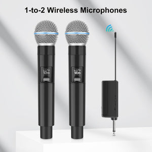 PULUZ 1 To 2 Wireless Microphones with LED Display, 6.35mm Transmitter - laboratorydeal