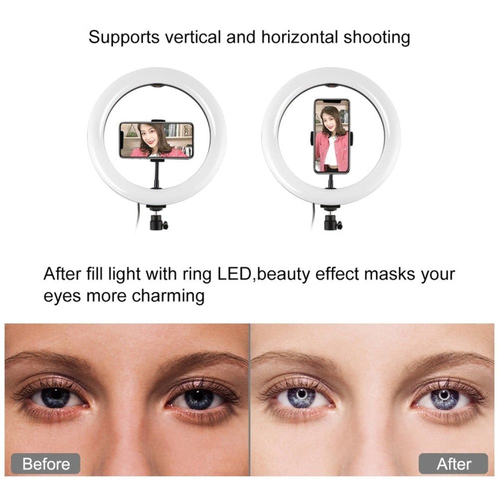 PULUZ 10.2 inch 26cm Curved Surface 168 LED Marquee LED RGBWW Dual - color Temperature Dimmable Ring Vlogging Photography Video Lights with Cold Shoe Tripod Ball Head & Remote Control & Phone Clamp, 10.2 inch Marquee LED - laboratorydeal