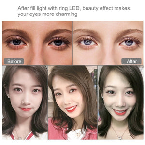PULUZ 10.2 inch 26cm Curved Surface RGBW LED Ring Light + 1.1m Tripod Mount + Dual Phone Brackets Horizontal Holder + Vlogging Video Light Live Broadcast Kits with Remote Control & Phone Clamp - laboratorydeal