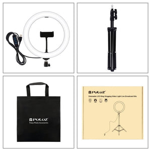 PULUZ 10.2 inch 26cm LED Ring Light + 1.1m Tripod Mount Selfie Beauty Vlogging Video Light Live Broadcast Kits, 1.1m Tripod Mount+Ring Light - laboratorydeal