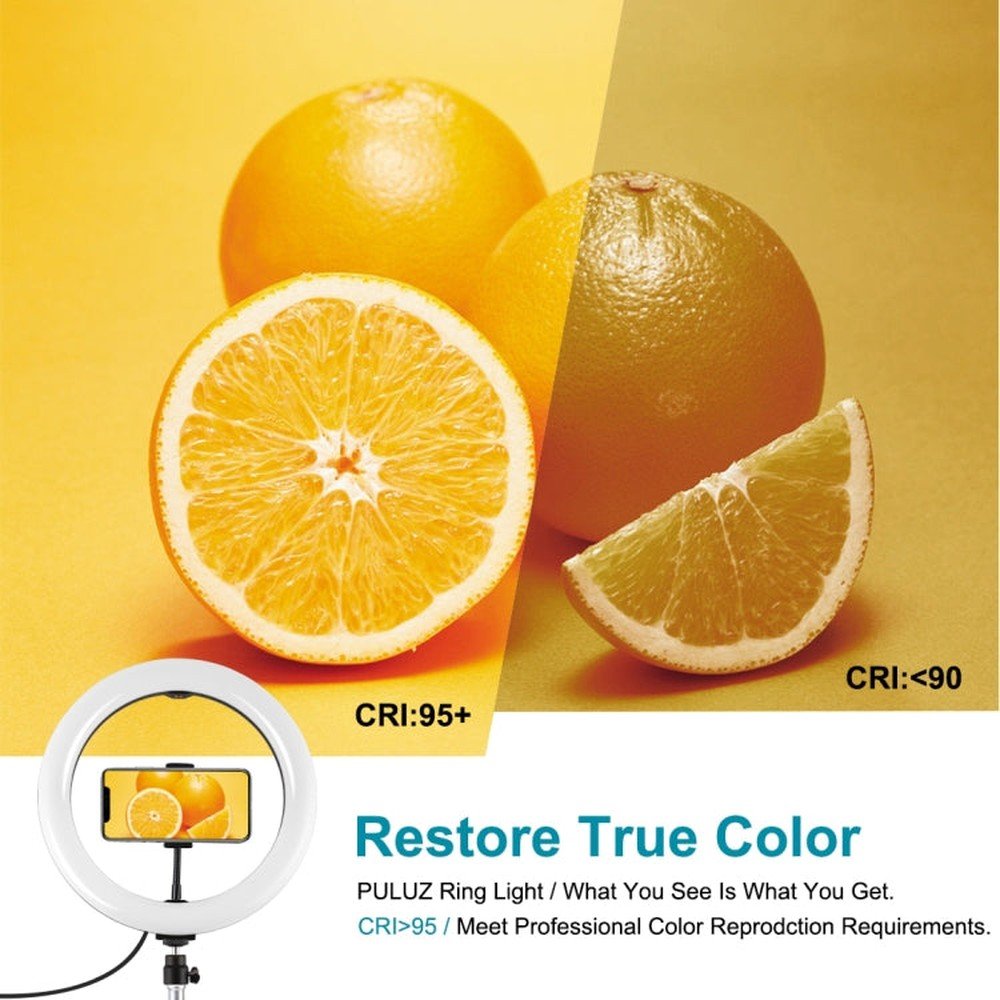 PULUZ 10.2 inch 26cm Light + 1.1m Tripod Mount + Dual Phone Brackets USB 3 Modes Dimmable Dual Color Temperature LED Curved Diffuse Light Ring Vlogging Selfie Photography Video Lights with Phone Clamp & Selfie Remote Control����������������������������... - laboratorydeal