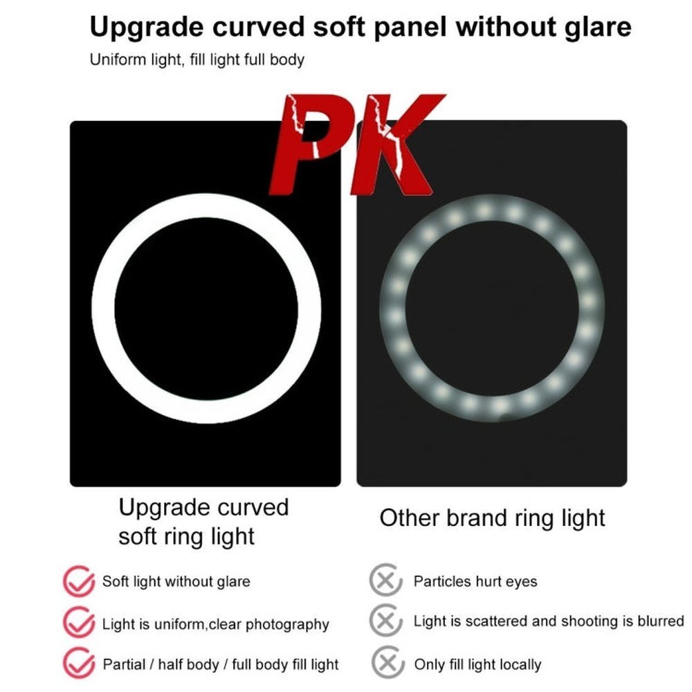 PULUZ 10.2 inch 26cm Light + Desktop Tripod Mount USB 3 Modes Dimmable Dual Color Temperature LED Curved Diffuse Light Ring Vlogging Selfie Photography Video Lights with Phone Clamp, 10.2 inch + Desktop Tripod, 10.2 inch Curved+Tripod - laboratorydeal