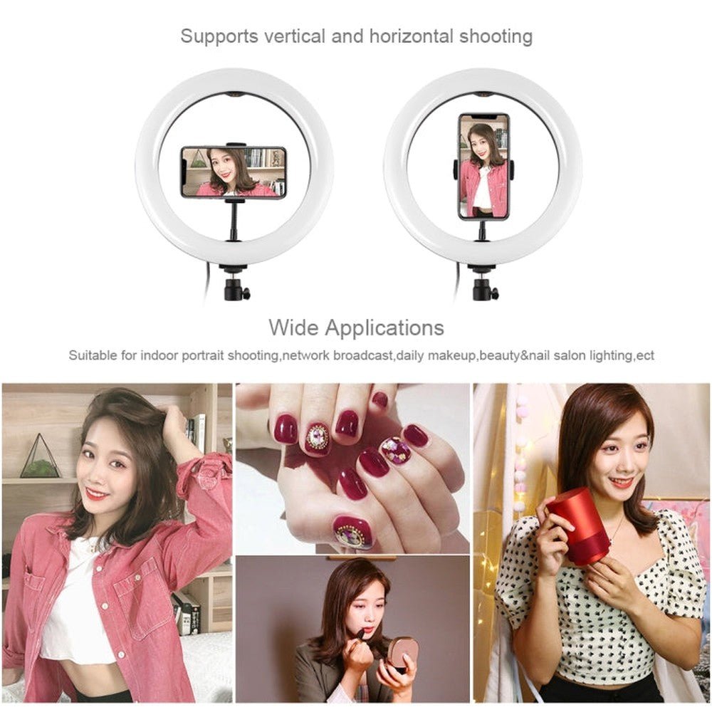 PULUZ 10.2 inch 26cm RGBW Light + 1.65m Tripod Mount Curved Surface USB RGBW Dimmable LED Ring Vlogging Video Light Live Broadcast Kits with Cold Shoe Tripod Ball Head & Phone Clamp & Remote Control, 10.2 inch RGBW+1.65m Tripod - laboratorydeal