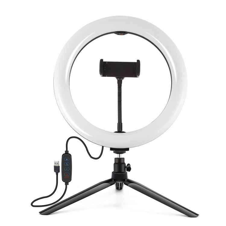 PULUZ 10.2 inch 26cm Selfie Beauty Light + Desktop Tripod Mount USB 3 Modes Dimmable LED Ring Vlogging Selfie Photography Video Lights with Cold Shoe Tripod Ball Head & Phone Clamp, Tripod Mount + 10.2 inch - laboratorydeal