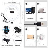 PULUZ 10.2 inch 26cm USB RGBW Dimmable LED Ring Vlogging Photography Video Lights with Tripod Ball Head & Remote Control & Phone Clamp, 10.2 inch RGBW / Remote