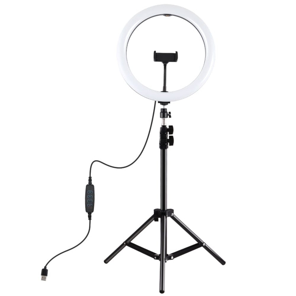 PULUZ 11.8 inch 30cm Light + 1.1m Tripod Mount Curved Surface USB 3 Modes Dimmable Dual Color Temperature LED Ring Vlogging Video Light Live Broadcast Kits with Phone Clamp, 11.8 inch+1.1m Tripod - laboratorydeal