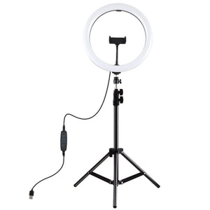 PULUZ 11.8 inch 30cm Light + 1.1m Tripod Mount Curved Surface USB 3 Modes Dimmable Dual Color Temperature LED Ring Vlogging Video Light Live Broadcast Kits with Phone Clamp, 11.8 inch+1.1m Tripod - laboratorydeal