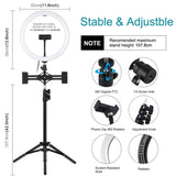 PULUZ 11.8 inch 30cm Light + 1.1m Tripod Mount + Dual Phone Brackets Curved Surface USB 3 Modes Dimmable Dual Color Temperature LED Ring Vlogging Video Light Live Broadcast Kits with Phone Clamp, 11.8 inch+1.1m Tripod+Dual Bracket