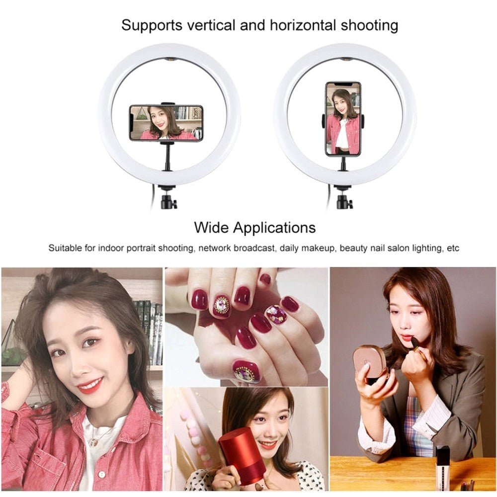 PULUZ 11.8 inch 30cm Light + 1.65m Tripod Mount Curved Surface USB 3 Modes Dimmable Dual Color Temperature LED Ring Vlogging Video Light Live Broadcast Kits with Phone Clamp, 11.8 inch+1.65m Tripod - laboratorydeal