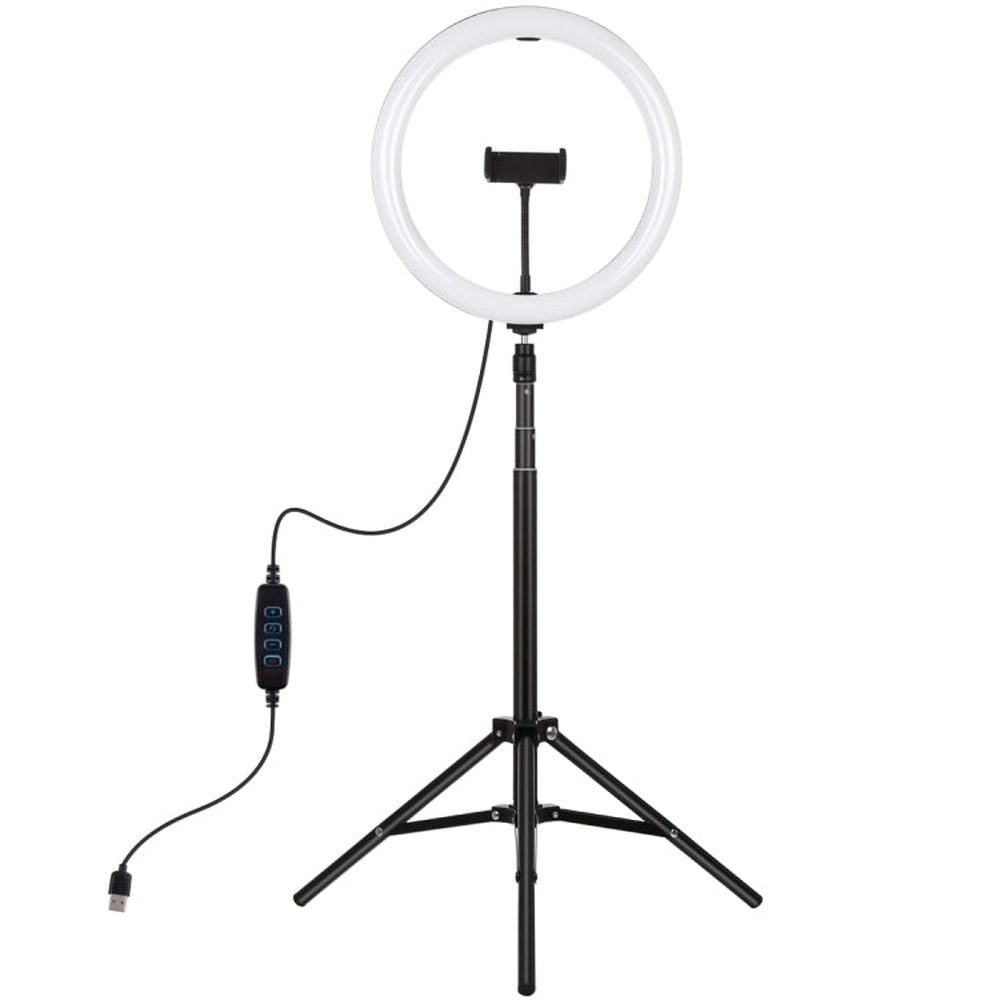 PULUZ 11.8 inch 30cm Light + 1.65m Tripod Mount Curved Surface USB 3 Modes Dimmable Dual Color Temperature LED Ring Vlogging Video Light Live Broadcast Kits with Phone Clamp, 11.8 inch+1.65m Tripod - laboratorydeal