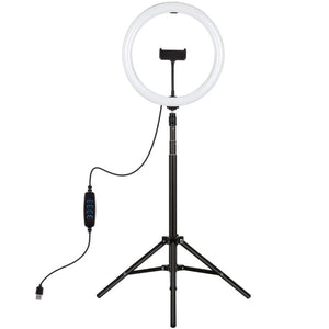 PULUZ 11.8 inch 30cm Light + 1.65m Tripod Mount Curved Surface USB 3 Modes Dimmable Dual Color Temperature LED Ring Vlogging Video Light Live Broadcast Kits with Phone Clamp, 11.8 inch+1.65m Tripod - laboratorydeal