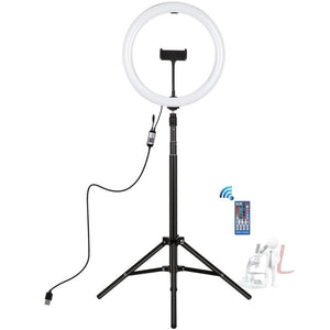 PULUZ 11.8 inch 30cm RGBW Light + 1.65m Mount Curved Surface RGBW Dimmable LED Ring Selfie Vlogging Light Live Broadcast Kits with Cold Shoe Tripod Adapter & Phone Clamp & Remote Control, 11.8 inch RGBW+1.65m Tripod - laboratorydeal