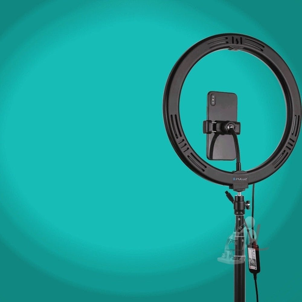 PULUZ 11.8 inch 30cm RGBW Light + 1.65m Mount Curved Surface RGBW Dimmable LED Ring Selfie Vlogging Light Live Broadcast Kits with Cold Shoe Tripod Adapter & Phone Clamp & Remote Control, 11.8 inch RGBW+1.65m Tripod - laboratorydeal