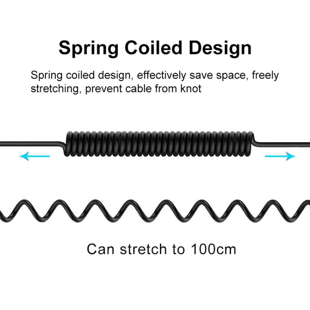 PULUZ 3.5mm TRRS Male to Type - C / USB - C Male Live Microphone Audio Adapter Spring Coiled Cable for Samsung, Huawei and Smartphones, Cable Stretching to 100cm, 3.5mm Male to Type - C - laboratorydeal