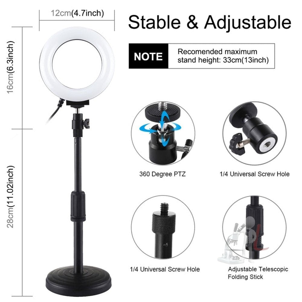 PULUZ 4.7 inch 12cm Curved Surface Ring Light + Round Base Desktop Mount USB 10 Modes 8 Colors RGBW Dimmable LED Ring Selfie Beauty Vlogging Photography Video Lights with Cold Shoe Tripod Ball Head, 4.7 inch RGBW+Desktop Mount - laboratorydeal