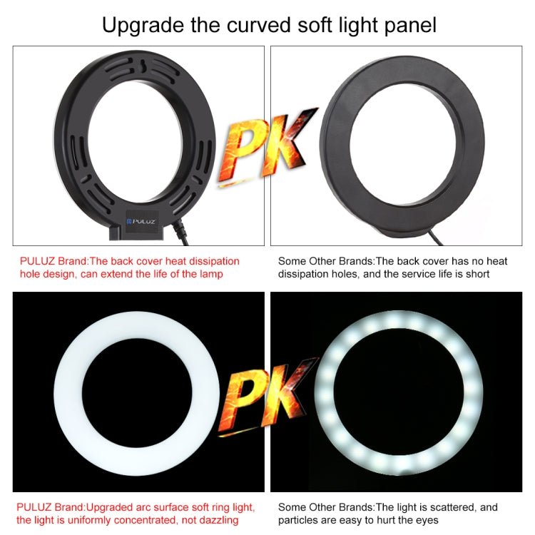 PULUZ 4.7 inch 12cm Curved Surface USB 10 Modes 8 Colors RGBW Dimmable LED Ring Vlogging Photography Video Lights with Tripod Ball Head, 4.7 inch RGBW - laboratorydeal