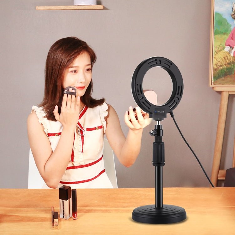 PULUZ 4.7 inch 12cm Curved Surface USB 10 Modes 8 Colors RGBW Dimmable LED Ring Vlogging Photography Video Lights with Tripod Ball Head, 4.7 inch RGBW - laboratorydeal