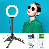 PULUZ 4.7 inch 12cm Ring Light + Desktop Tripod Selfie Stick Mount USB White Light LED Ring Selfie Beauty Vlogging Photography Video Lights Kits