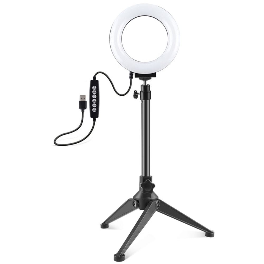 PULUZ 4.7 inch 12cm USB 10 Modes 8 Colors RGBW Dimmable LED Ring Vlogging Photography Video Lights + Desktop Tripod Mount with Cold Shoe Tripod Ball Head, 4.7 inch RGBW+Tripod Mount - laboratorydeal