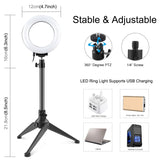 PULUZ 4.7 inch 12cm USB 3 Modes Dimmable LED Ring Vlogging Photography Video Lights + Desktop Tripod Holder with Cold Shoe Tripod Ball Head, Tripod Stand + Ring LED