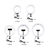 PULUZ 4.7 inch 12cm USB 3 Modes Dimmable LED Ring Vlogging Photography Video Lights + Desktop Tripod Holder with Cold Shoe Tripod Ball Head, Tripod Stand + Ring LED
