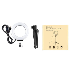 PULUZ 4.7 inch 12cm USB 3 Modes Dimmable LED Ring Vlogging Photography Video Lights + Desktop Tripod Holder with Cold Shoe Tripod Ball Head, Tripod Stand + Ring LED - laboratorydeal