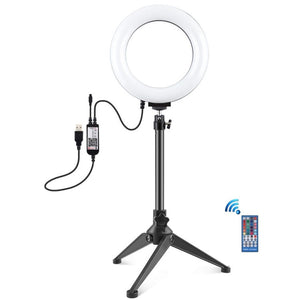 PULUZ 6.2 inch 16cm RGBW Light + Desktop Tripod Mount + USB Dimmable LED Ring Vlogging Photography Video Lights with Cold Shoe Tripod Ball Head & Remote Control, Tripod Mount + 6.2 inch RGBW / Remote - laboratorydeal