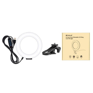 PULUZ 6.2 inch 16cm Ring Selfie Light 3 Modes USB Dimmable Dual Color Temperature LED Curved Vlogging Photography Video Lights with Monitor Clip Holder, 6.2 inch Light+Clip - laboratorydeal