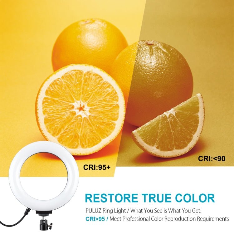 PULUZ 6.2 inch 16cm USB 10 Modes 8 Colors RGBW Dimmable LED Ring Vlogging Photography Video Lights with Tripod Ball Head, 6.2 inch RGBW - laboratorydeal