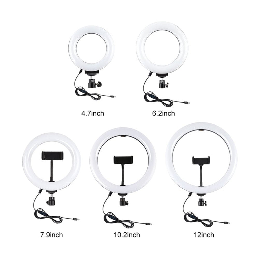 PULUZ 6.2 inch 16cm USB 3 Modes Dimmable LED Ring Vlogging Photography Video Lights + Desktop Tripod Holder with Cold Shoe Tripod Ball Head, Tripod Mount+6.2 inch Light - laboratorydeal