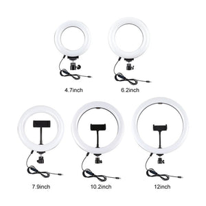 PULUZ 6.2 inch 16cm USB 3 Modes Dimmable LED Ring Vlogging Photography Video Lights + Desktop Tripod Holder with Cold Shoe Tripod Ball Head, Tripod Mount+6.2 inch Light - laboratorydeal