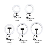 PULUZ 6.2 inch 16cm USB 3 Modes Dimmable LED Ring Vlogging Photography Video Lights + Desktop Tripod Holder with Cold Shoe Tripod Ball Head, Tripod Mount+6.2 inch Light