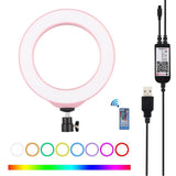 PULUZ 6.2 inch 16cm USB RGBW Dimmable LED Ring Vlogging Photography Video Lights  with Cold Shoe Tripod Ball Head & Remote Control, 6.2 inch RGBW / Remote
