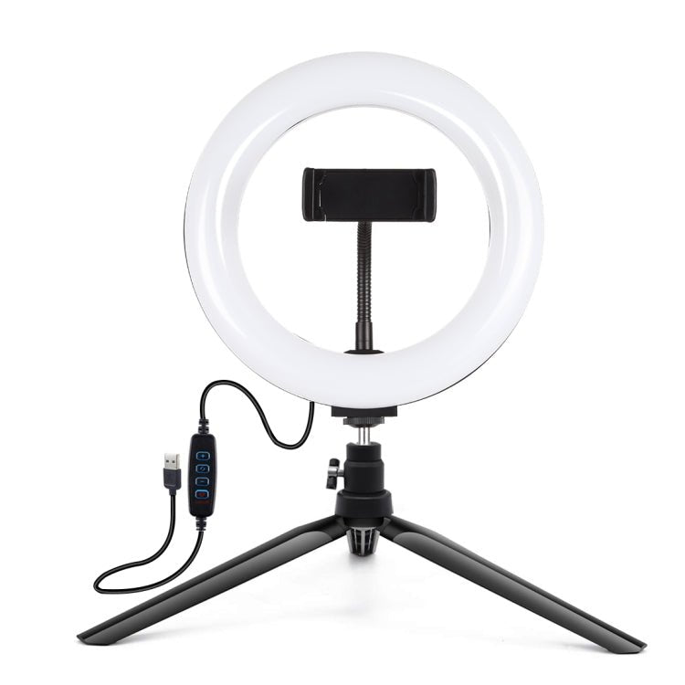 PULUZ 7.9 inch 20cm Light + Desktop Tripod Mount USB 3 Modes Dimmable Dual Color Temperature LED Curved Light Ring Vlogging Selfie Beauty Photography Video Lights with Phone Clamp, 7.9 inch+Tripod - laboratorydeal