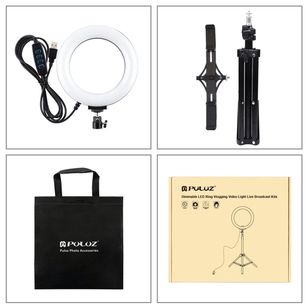 PULUZ 70cm Tripod Mount + Live Broadcast Dual Phone Bracket + 6.2 inch 16cm LED Ring Vlogging Video Light Kits, 70cm Tripod Mount+Ring Light - laboratorydeal