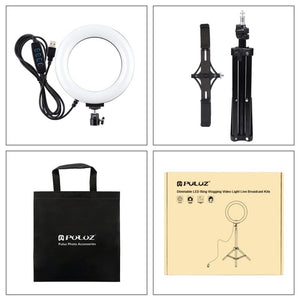 PULUZ 70cm Tripod Mount + Live Broadcast Dual Phone Bracket + 6.2 inch 16cm LED Ring Vlogging Video Light Kits, 70cm Tripod Mount+Ring Light - laboratorydeal